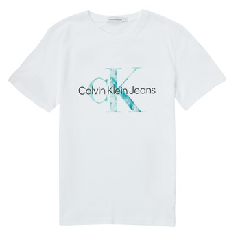 Textil Criança T-Shirt mangas curtas Calvin Klein Jeans MONOGRAM LOGO T-SHIRT Branco