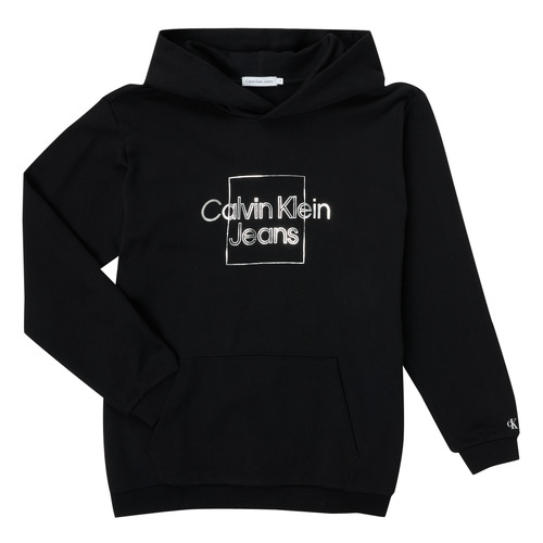 Textil Rapariga Sweats Calvin Klein calca JEANS METALLIC BOX LOGO RELAXED HOODIE Preto