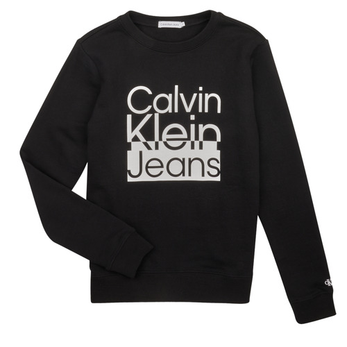 Textil Rapaz Sweats Favourites Trainers Calvin Klein Jeans Institutional Slim T-Shirt Inactive BOX LOGO SWEATSHIRT Preto