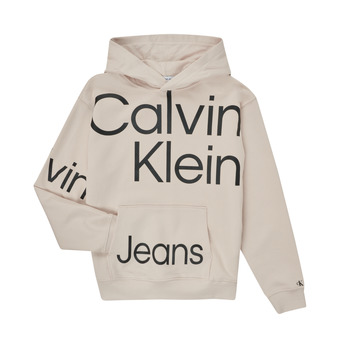 Textil Rapaz Sweats Calvin Klein Jeans BOLD INSTITUTIONAL LOGO HOODIE Branco