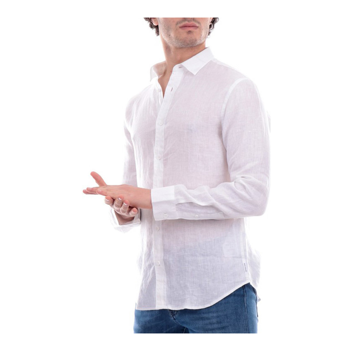 Textil Homem Camisas mangas comprida EAX 8NZC50ZNCFZ Branco