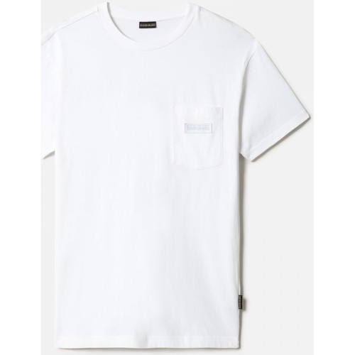 Textil Homem T-shirts e Pólos Napapijri S-MORGEX NP0A4GBP0021-BRIGHT WHITE Branco