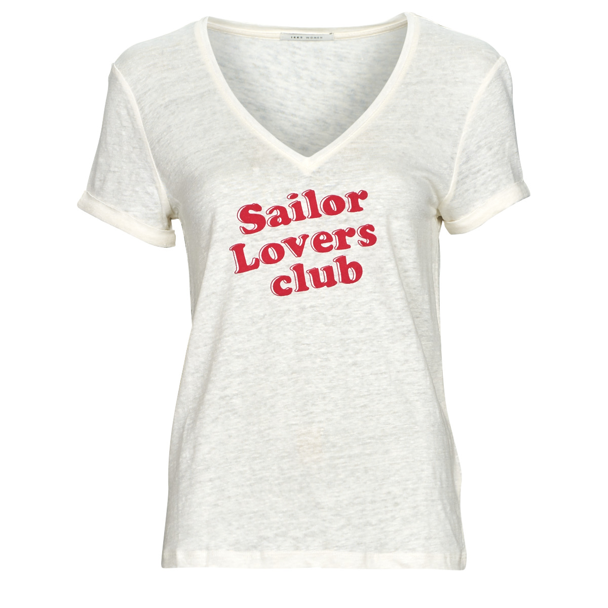 Textil Mulher Basic cotton t-shirt with logo printed on the front BV10155 Cru / Vermelho