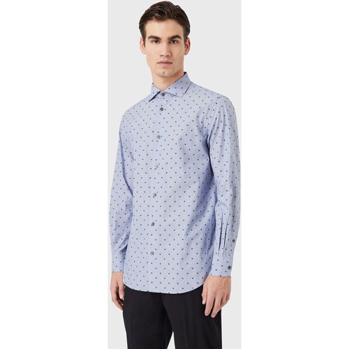 Textil Homem Camisas mangas comprida Emporio Armani 3L1C86-F940-3-1 Azul
