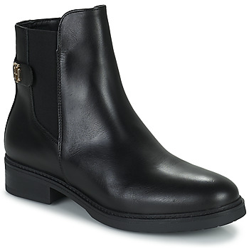 Sapatos Mulher Botas baixas Tommy Hilfiger Coin Leather Flat Boot Preto