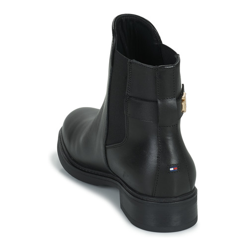 Tommy Hilfiger Coin Leather Flat Boot Preto