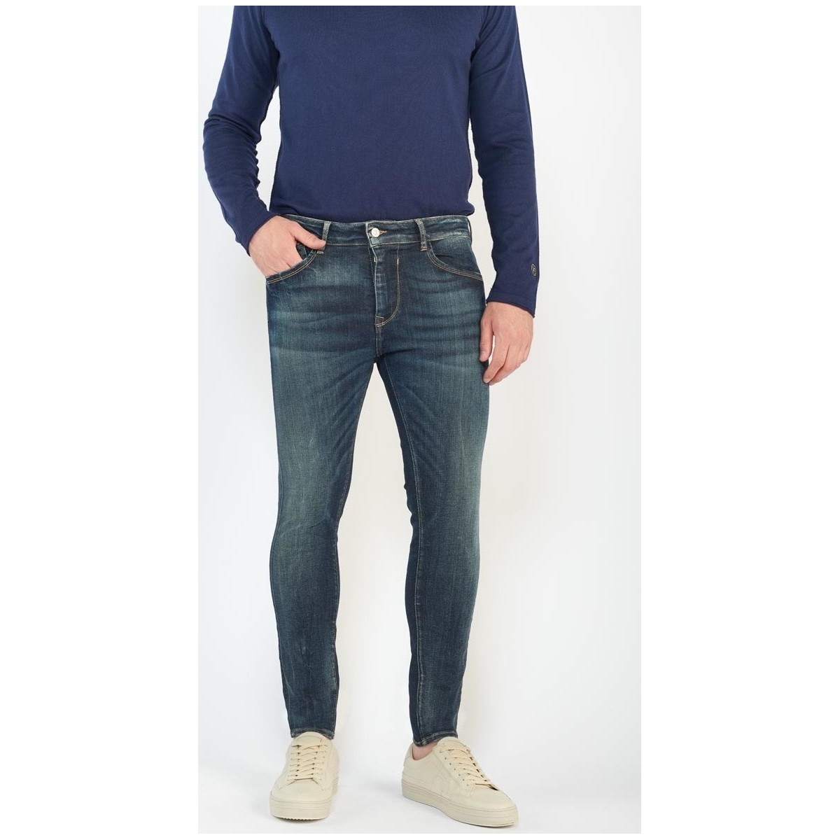 Textil Homem Calças de ganga Le Temps des Cerises Jeans skinny POWER, 7/8 Azul