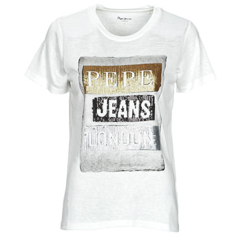 Textil Mulher T-Shirt mangas curtas Pepe Mid jeans TYLER Branco