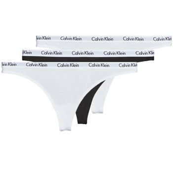 Roupa de interior Mulher Fios dental Calvin Klein Jeans CAROUSEL THONG X 3 Preto / Branco / Preto