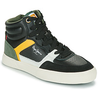 Sapatos Rapaz Sapatilhas de cano-alto Pepe Damekl jeans KENTON MASTER BOOT BOY Preto / Amarelo / Verde