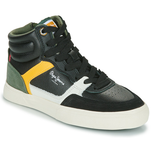 Sapatos Rapaz Sapatilhas de cano-alto Pepe JEANS Needle KENTON MASTER BOOT BOY Preto / Amarelo / Verde