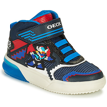 Sapatos Rapaz Sapatilhas de cano-alto Geox J GRAYJAY BOY B Azul / Vermelho