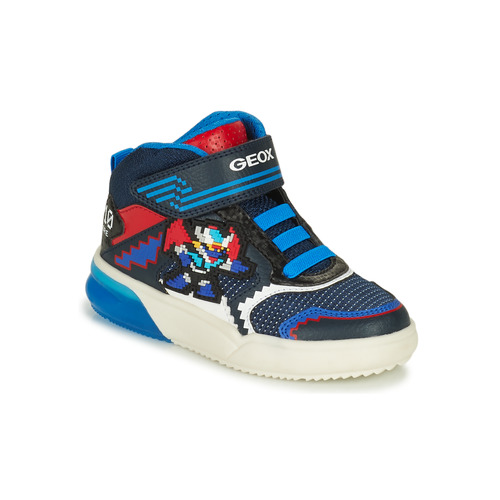 Sapatos Rapaz Sapatilhas de cano-alto Geox J GRAYJAY BOY B Azul / Vermelho