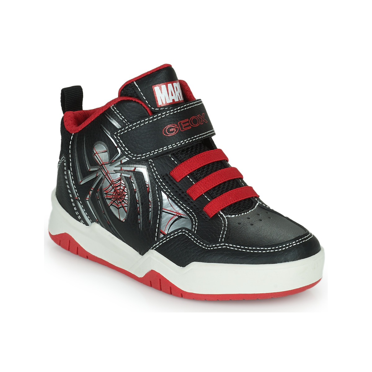 Sapatos Rapaz Sapatilhas de cano-alto Geox J PERTH BOY C Preto / Vermelho