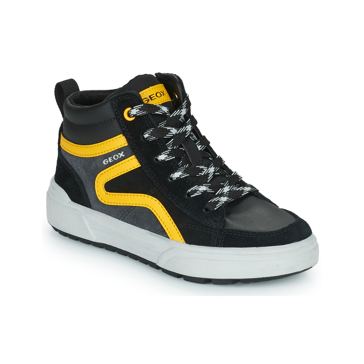 Sapatos Rapaz Sapatilhas de cano-alto Geox J WEEMBLE BOY B Preto / Cinza / Amarelo