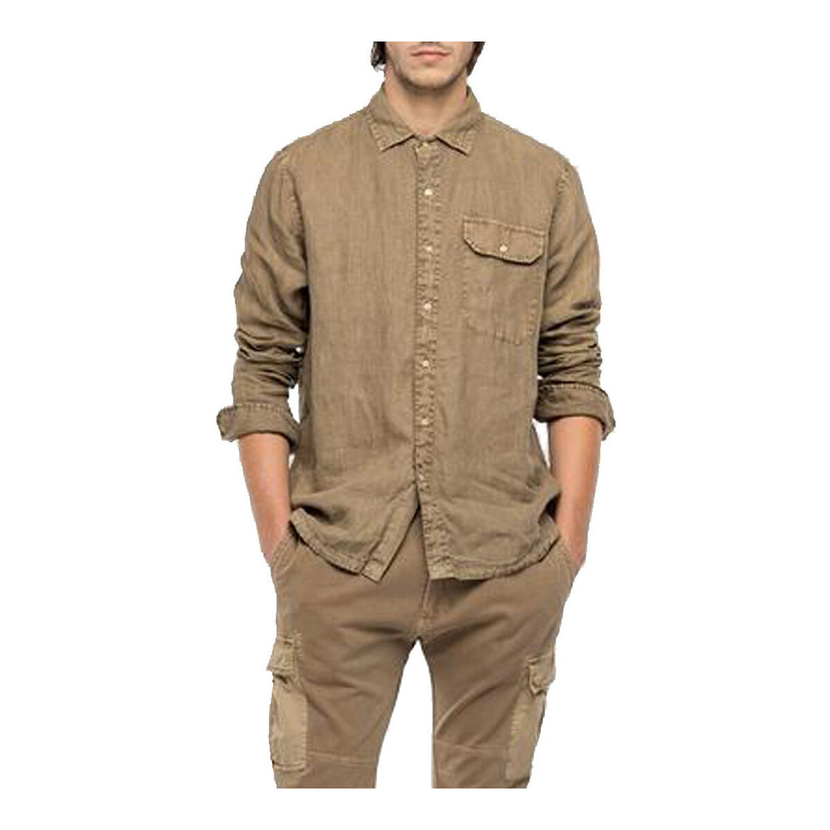 Textil Homem Camisas mangas comprida Replay M408281388B Bege