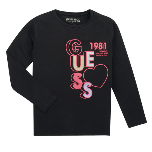 Textil Rapariga T-shirt mangas compridas Guess Y52007G7 K2BI14-J1311-JBLK Preto
