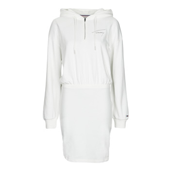 Textil Mulher Vestidos curtos Tommy Jeans TJW TOMMY SIGNATURE HOODIE DRESS Branco