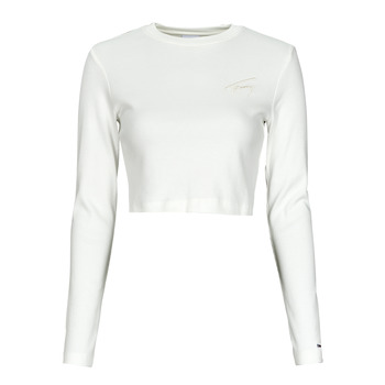 Textil Mulher Tops / Blusas Tommy Jeans TJW BABY CROP SIGNATURE LS Branco