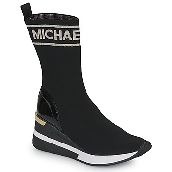 Sapatos Mulher Sapatilhas de cano-alto MICHAEL Michael Kors SKYLER TALL BOOTIE Preto / Ouro