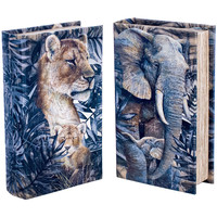 Casa Cestos e Caixas decorativas  Signes Grimalt Livro Livro Tigre E Elefante 2 Unidades Azul