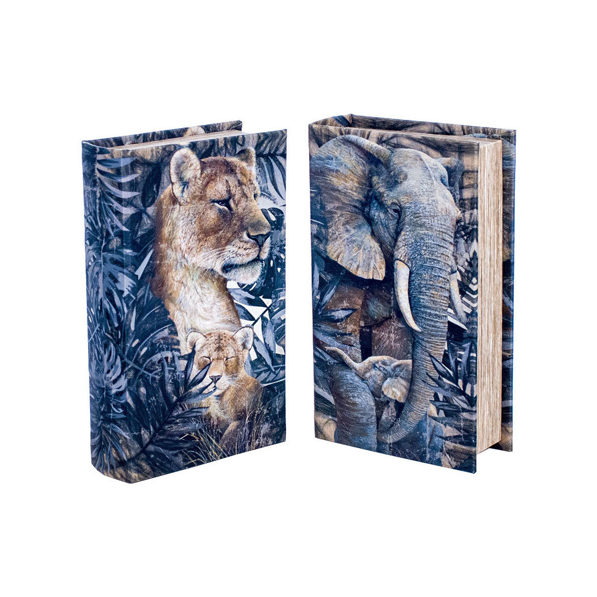 Casa Cestos e Caixas decorativas  Signes Grimalt Livro Livro Tigre E Elefante 2 Unidades Azul