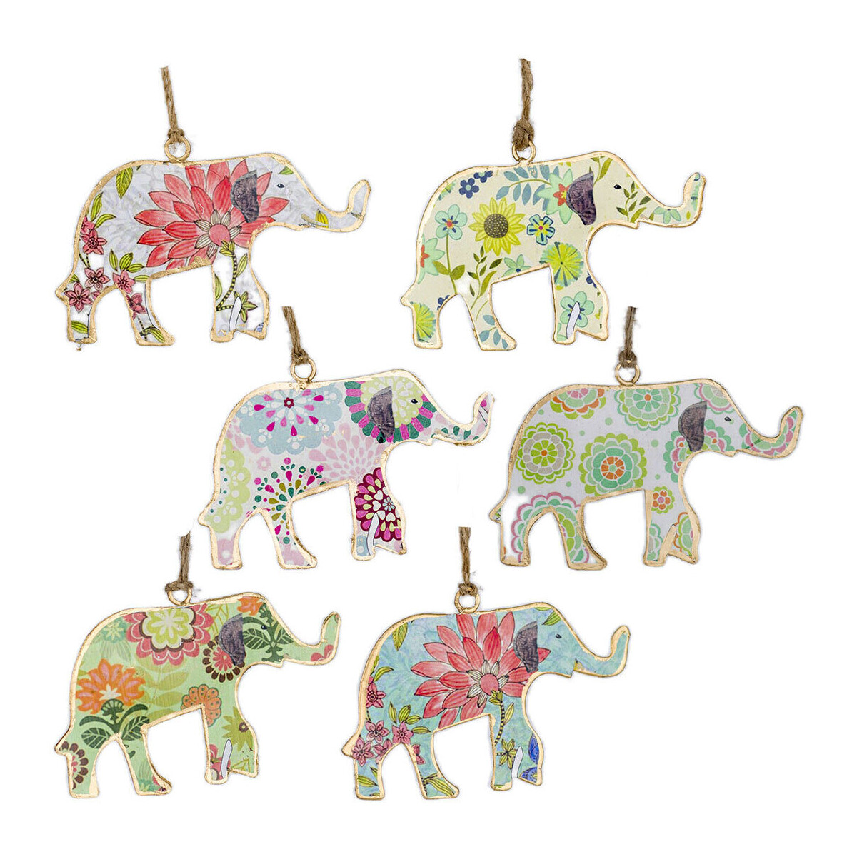 Relógios & jóias Pingentes Signes Grimalt Elefante 6 Unidades Multicolor