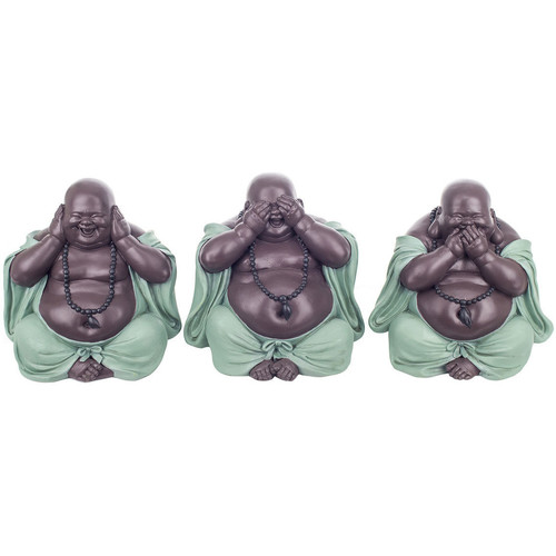 Casa Estatuetas Signes Grimalt Figura Buddha Não Vê / Ouve / Fala 3 Unidades Azul