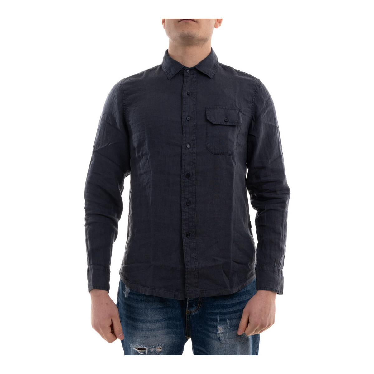 Textil Homem Camisas mangas comprida Replay M408281388B Azul