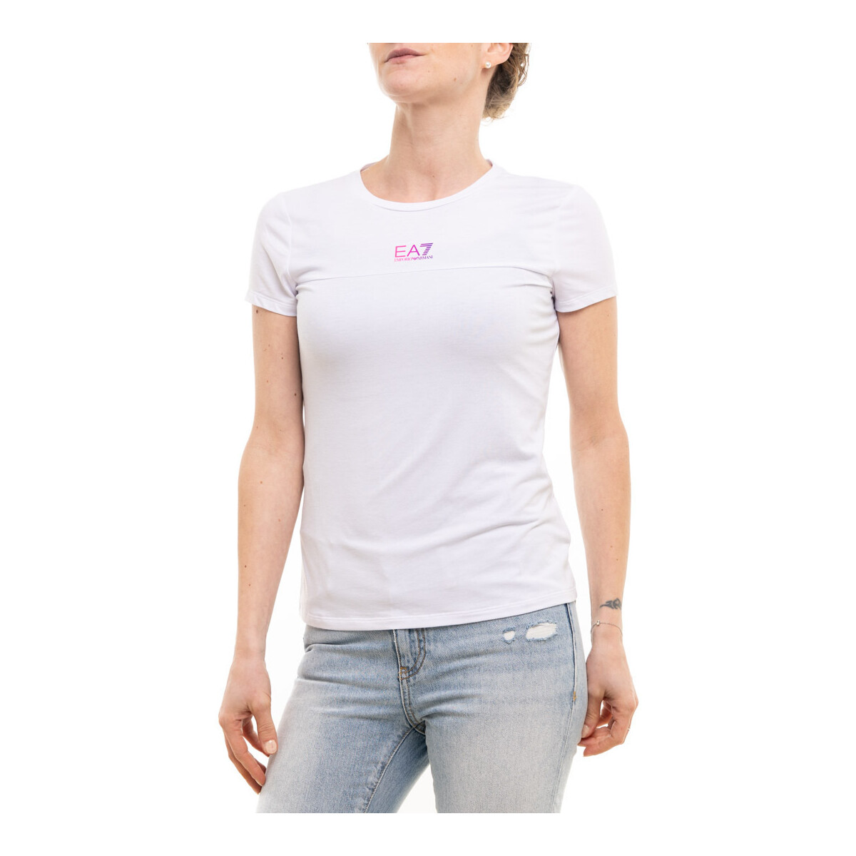 Textil Mulher T-shirts e Pólos Emporio Armani EA7 6LTT03TJCYZ Branco