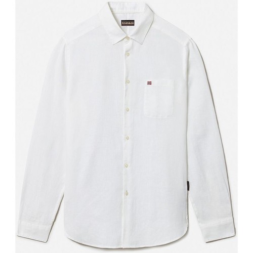 Textil Homem Camisas mangas comprida Napapijri G-CRETON NP0A4G2Z-002 BRIGHT WHITE Branco
