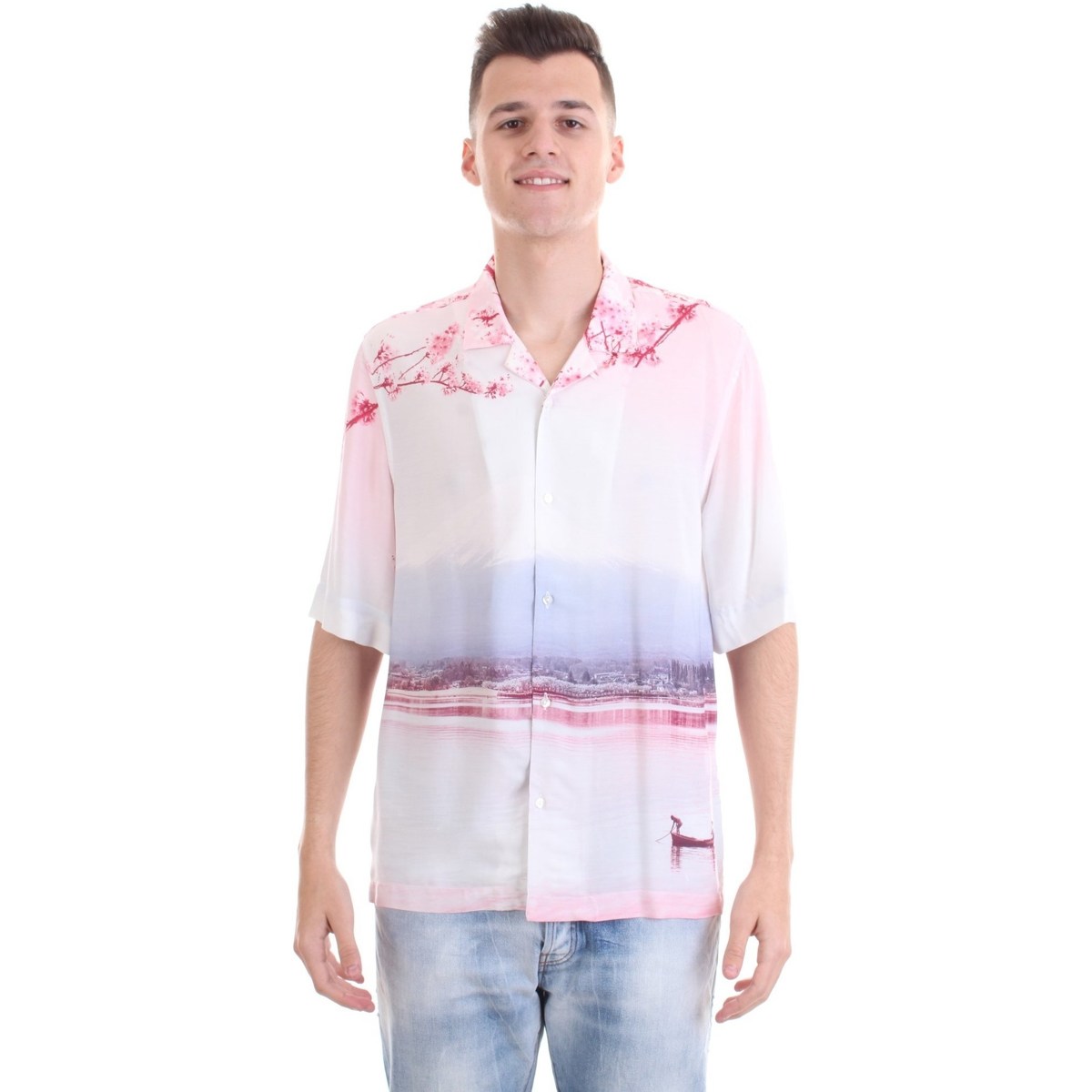 Textil Homem Camisas mangas comprida Bicolore 3022-FUJI Azul