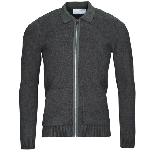 Textil Homem max mara leisure agadir wool knit sweater Selected SLHTORONTO LS KNIT ZIP UP SHIRT Cinza