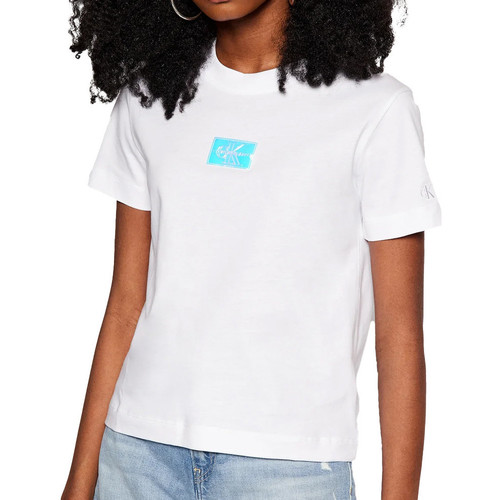 Textil Mulher T-shirts e Pólos Calvin BRW Klein Jeans  Branco