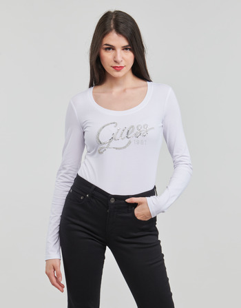 Textil Mulher T-shirt mangas compridas Guess LS CN BRYANNA Branco