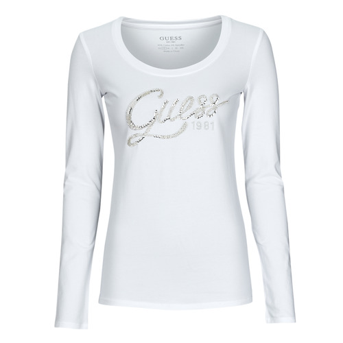 Textil Mulher T-shirt mangas compridas Guess ELE10 LS CN BRYANNA Branco