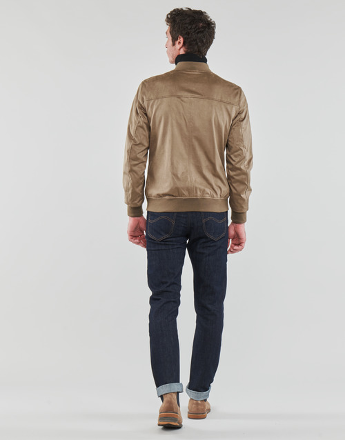 Guess FAUX SUEDE HOODED BOMBER Bege