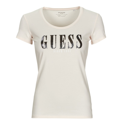 Textil Mulher T-Shirt mangas curtas Guess CHIC FANNY SS Bege