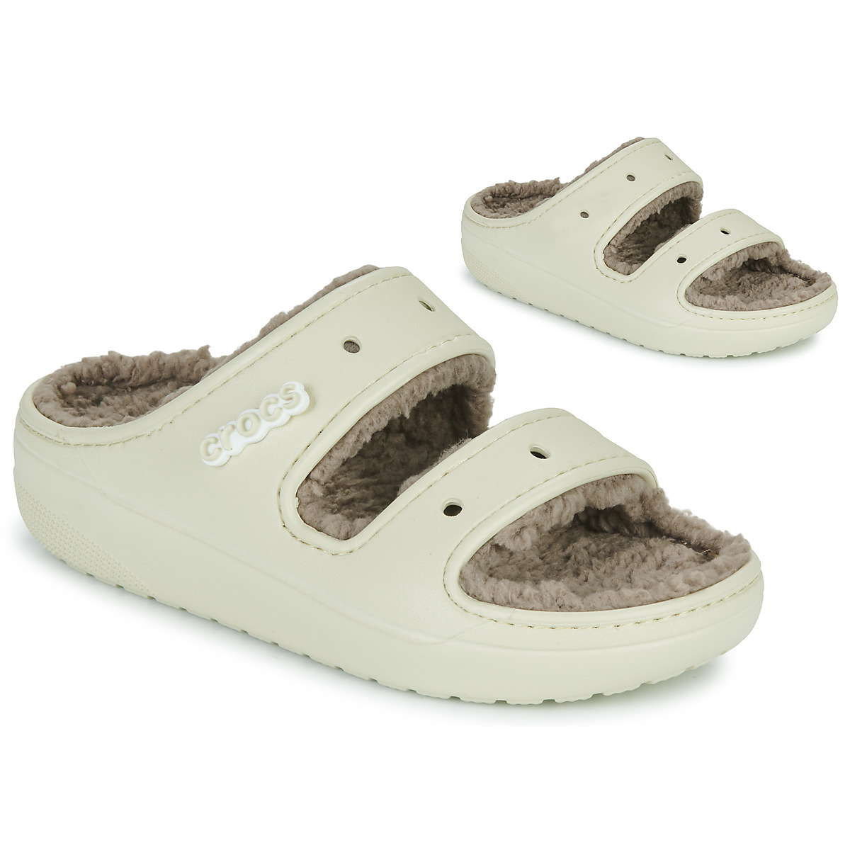 Sapatos Mulher Chinelos show Crocs CLASSIC COZZZY SANDAL Bege
