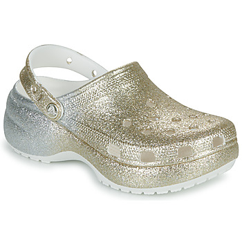 Sapatos Mulher Tamancos Crocs CLSCPLATFORMOMBREGLITTERCLOGW Branco / Ouro