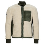 zip-up leather bomber jacket Grau