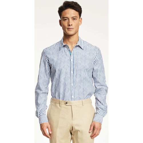Textil Homem Camisas mangas comprida Gaudi 211GU45034-3-1 Azul