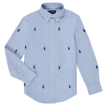Textil Rapaz Camisas mangas comprida Polo Ralph Lauren 323878876001 Azul