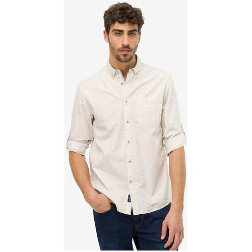 Textil Homem Camisas mangas comprida Tiffosi 10043533-7-1 Bege