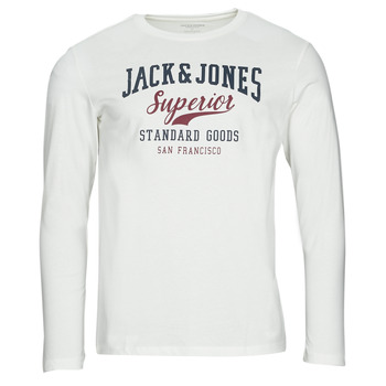 Textil Homem T-shirt mangas compridas Jack & Jones JJELOGO TEE LS O-NECK 2 COL Branco