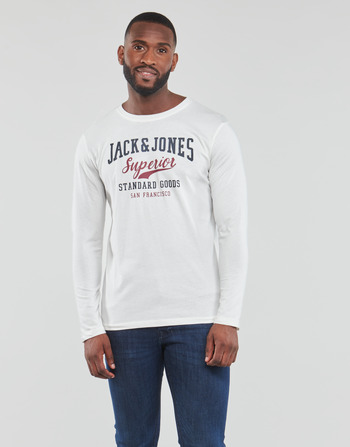 Textil Homem T-shirt mangas compridas Jack & Jones JJELOGO TEE LS O-NECK 2 COL Branco