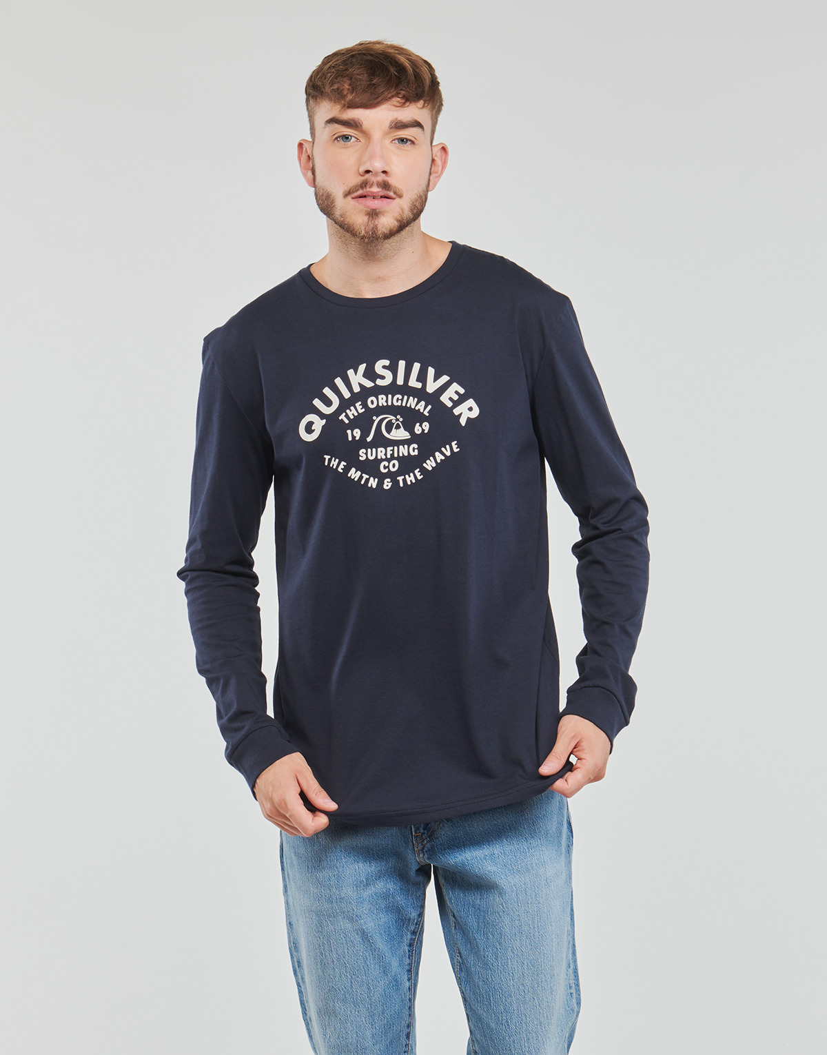 Textil Homem T-shirt hoodie mangas compridas Quiksilver SCRIPT TALK LS Marinho