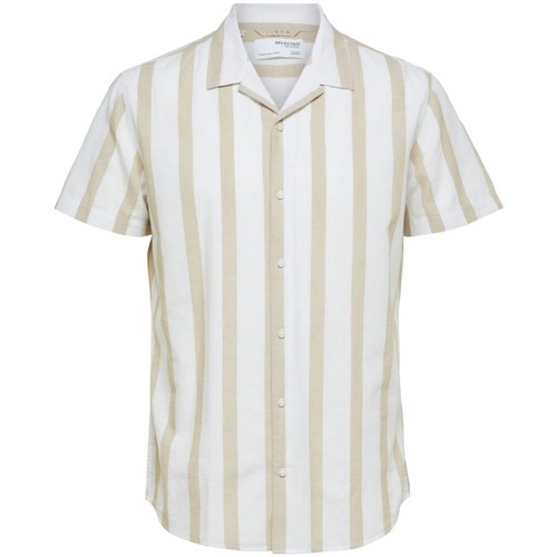 Textil Homem Camisas mangas comprida Selected 16079055 REGNEW-INCENSE STRIPES Bege