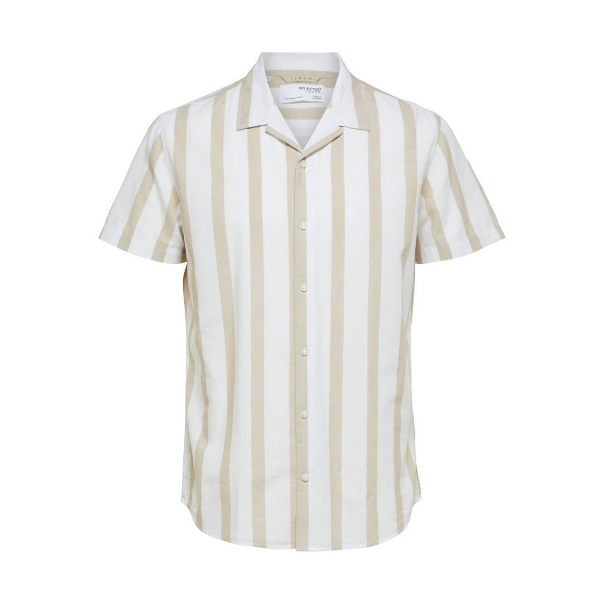 Textil Homem Camisas mangas comprida Selected 16079055 REGNEW-INCENSE STRIPES Bege