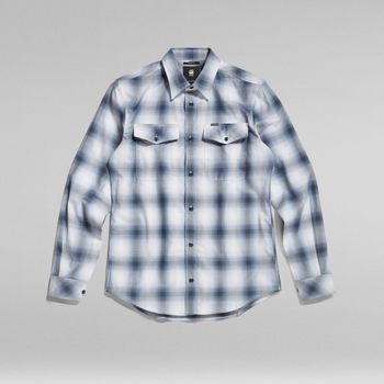 Textil Homem Camisas mangas comprida G-Star Raw D20165-D122 MARINE-D144 WHITE BLUE multicolore